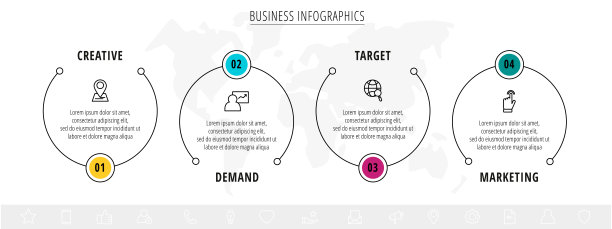 最小信息图与四个线圆元素图片下载