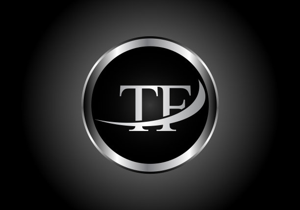 银色字母tf金属组合字母标志图片下载