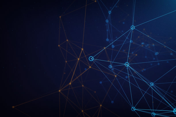 网络背景由彩色的线条和圆点组成。三维演示图片下载