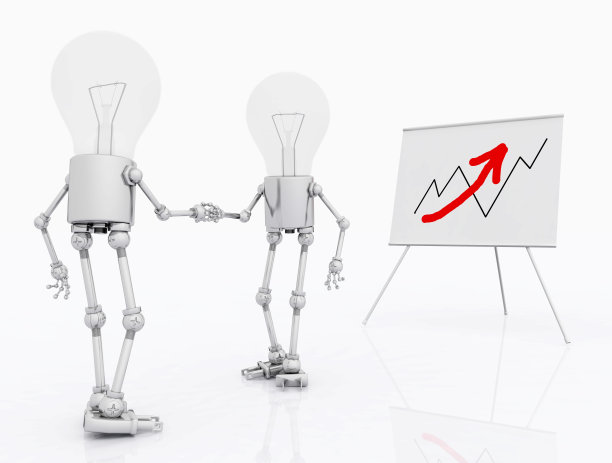 灯泡数字和销售曲线挂图图片下载