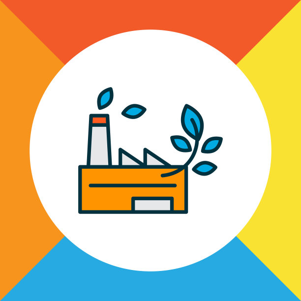 绿色工厂图标彩线象征尊贵图片下载