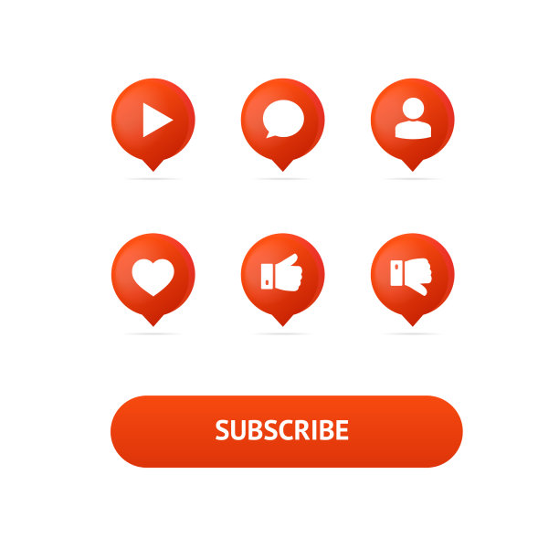 逼真的3d详细红色气泡按钮设置图片下载