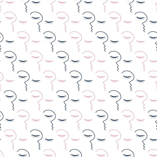 抽象人脸轮廓女性矢量图形无缝模式图片下载