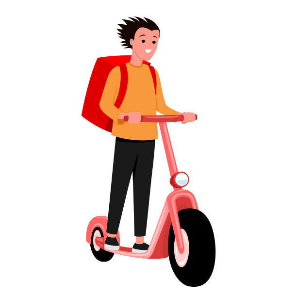 快递员骑电动滑板车图片下载