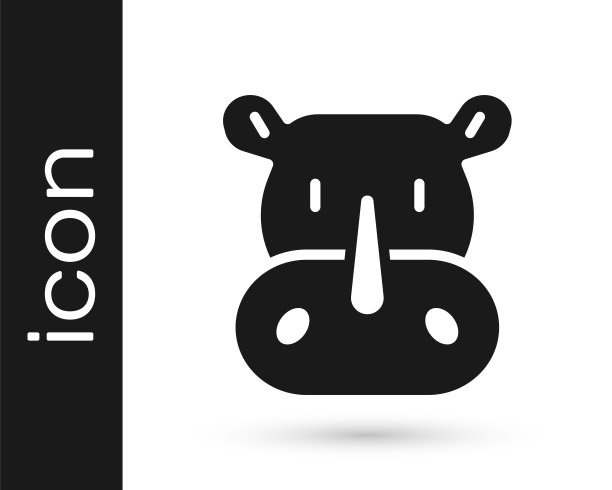 黑色犀牛图标孤立在白色背景。动物的象征。向量图片下载