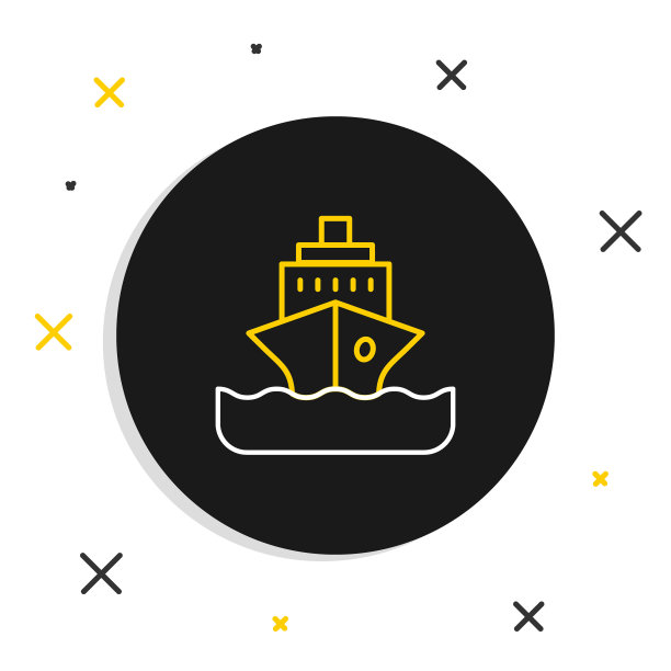 线邮轮图标孤立的白色背景。旅游，航海运输。远航客轮、游船。全球巡航。色彩斑斓的轮廓的概念。向量图片下载