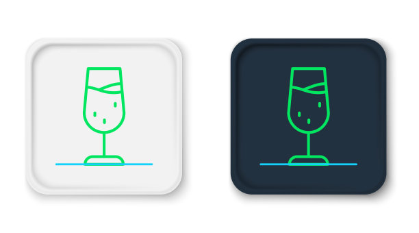 线葡萄酒玻璃图标隔离在白色背景。葡萄酒杯的迹象。色彩斑斓的轮廓的概念。向量图片下载