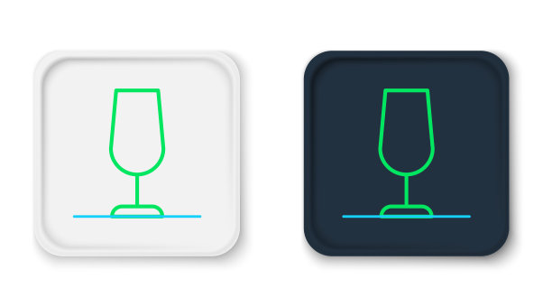 线葡萄酒玻璃图标隔离在白色背景。葡萄酒杯的迹象。色彩斑斓的轮廓的概念。向量图片下载