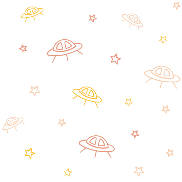 涂鸦不明飞行物和星星无缝模式。图片下载