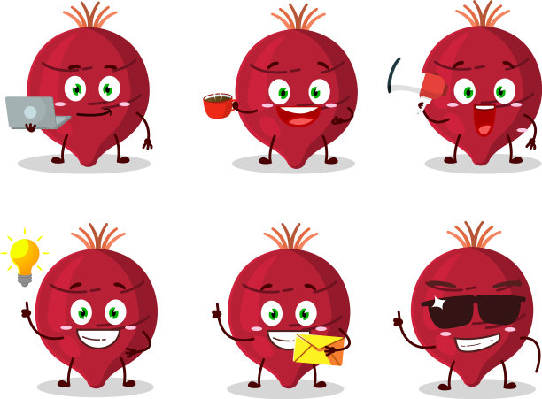 甜菜与各种类型的商业表情符号图片下载