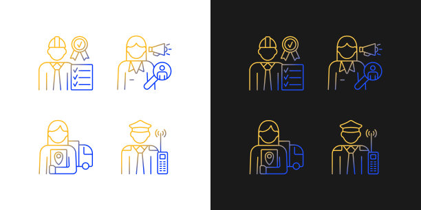 公司员工的渐变图标设置为黑暗和光明模式图片下载