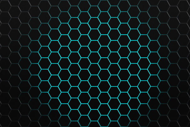 聚光灯下的六角孔蓝钢格栅。图片下载