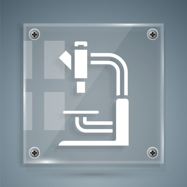 白色显微镜图标隔离在灰色背景图片下载