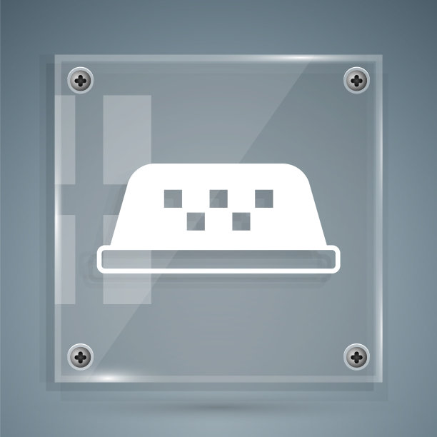 白色出租车车顶图标孤立在灰色图片下载