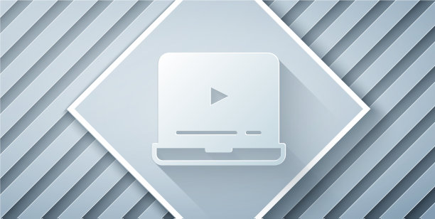 剪纸在线播放视频图标孤立在灰色图片下载