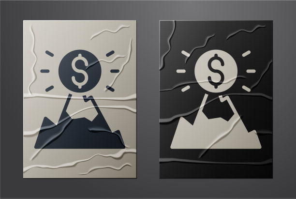 白色的山与旗帜在上面的图标孤立图片下载