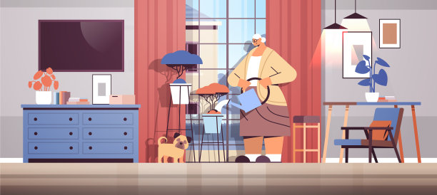 老妇人用喷壶浇花图片下载