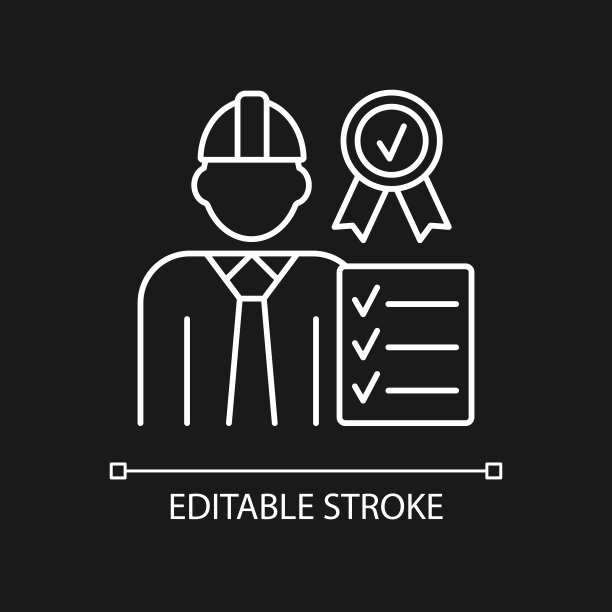 质量控制经理白色线性图标为黑色主题图片下载