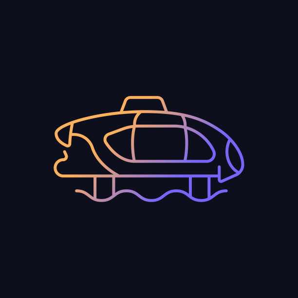 电动水的士梯度矢量图标为黑暗主题图片下载