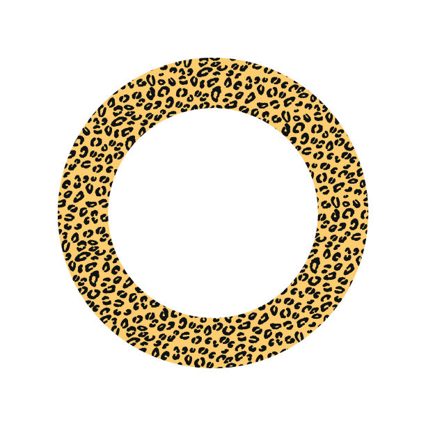 黑色和橙色框架与现代装饰的风格豹皮。曼荼罗形式的圆形图案。用动物装饰的装饰边界。时尚的皮革的皮肤。副本的空间。矢量插图。图片下载