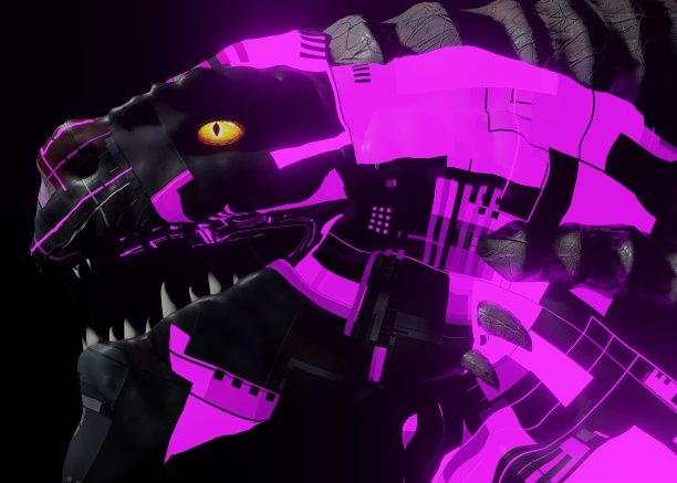 3d渲染的未来机械恐怖龙在一个黑色的背景图片下载