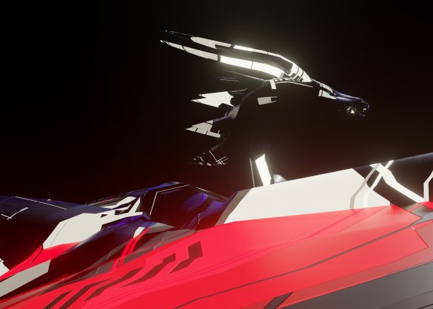 3d渲染的未来机械恐怖龙在一个黑色的背景图片下载