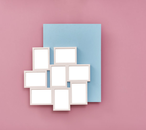 彩色背景与空框架和人的手图片下载