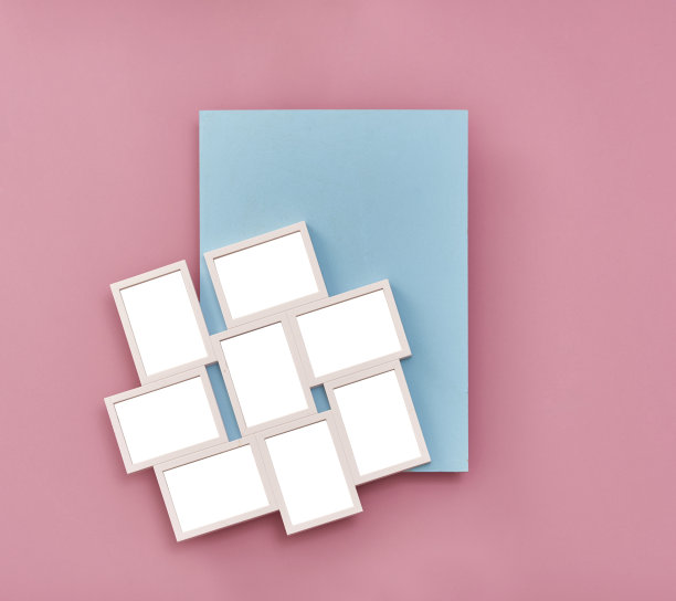 彩色背景与空框架和人的手图片下载