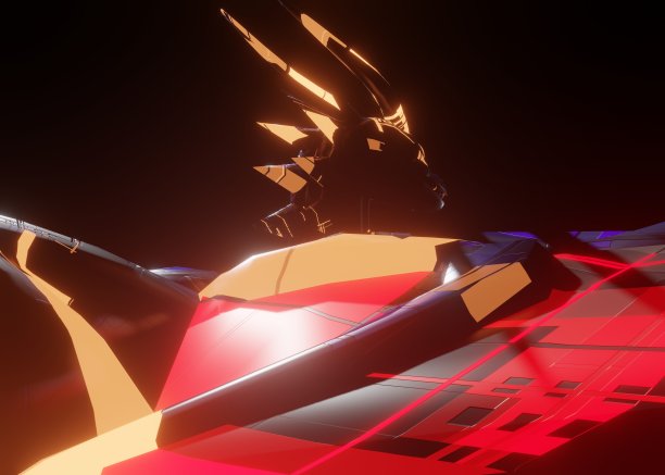 3d渲染的未来机械恐怖龙在一个黑色的背景图片下载