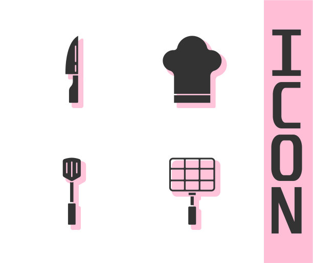 设置烧烤钢栅刀和锅铲图片下载