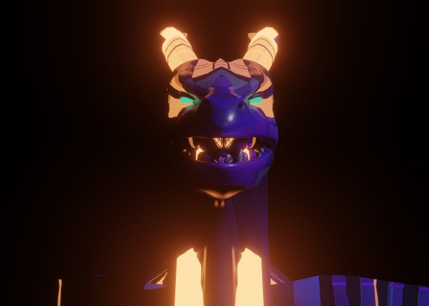 3d渲染的未来机械恐怖龙在一个黑色的背景图片下载