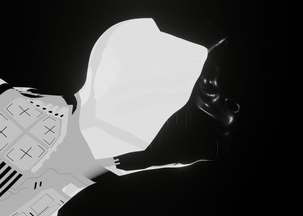 3d渲染的未来机械猴子在黑暗的背景图片下载