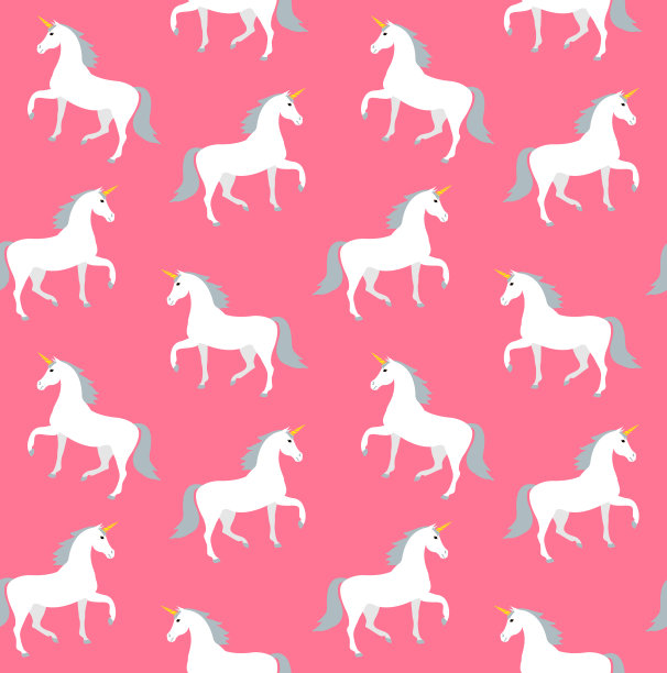 矢量无缝平面卡通独角兽图案图片下载
