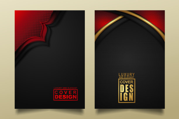 套盖设计模板与豪华和优雅的流动线条重叠层装饰和现实纹理在黑暗的背景图片下载