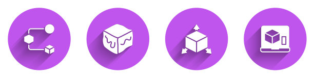 设置等距立方体和3d打印机图标与图片下载