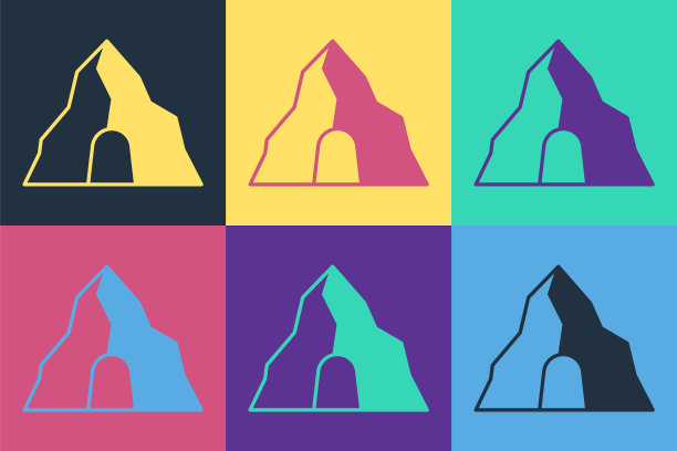 波普艺术金矿图标孤立的颜色背景。向量图片下载