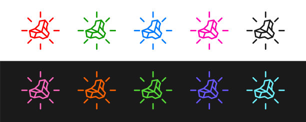 设置线金块图标孤立在黑白背景。矿产博尔德。向量图片下载
