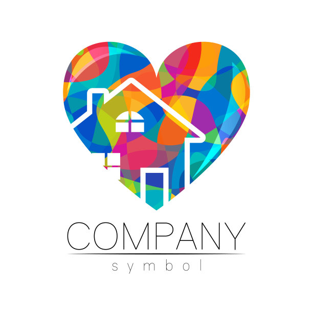 公司标志矢量住宅标志品牌房地产标志建筑和公寓租赁概念标志的心形图片下载