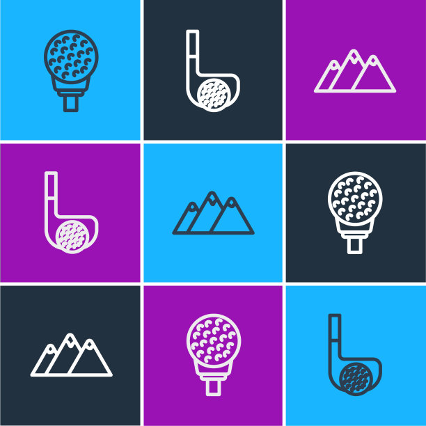 在发球山上设线高尔夫球，用球杆击球图片下载