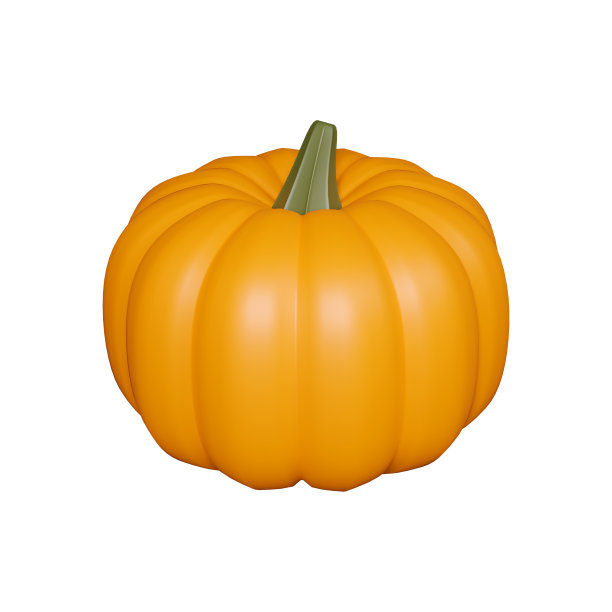 3 d渲染南瓜。最小的概念。节日装饰，明亮的橘黄色南瓜庆祝万圣节图片下载