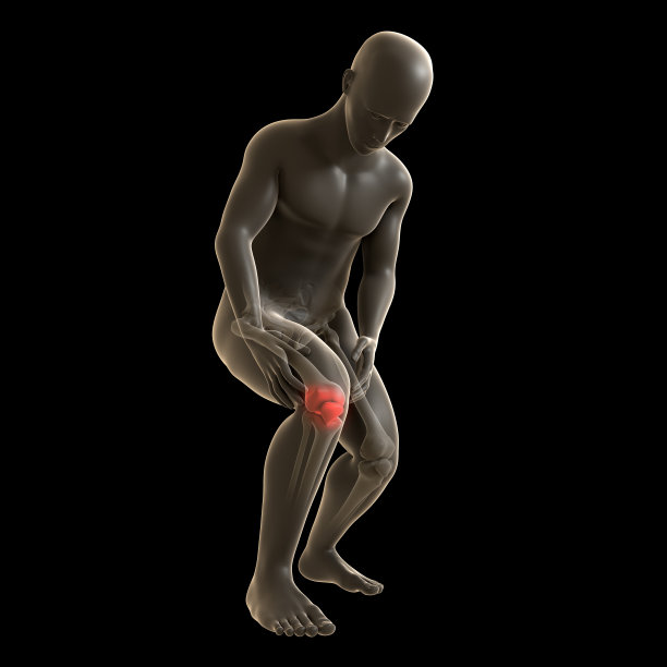 一个男人遭受膝盖疼痛的3d插图图片下载