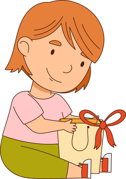 兴奋的小女孩打开礼物欣喜不已图片下载