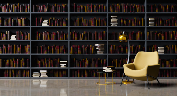 带图书馆和扶手椅的阅览室图片下载