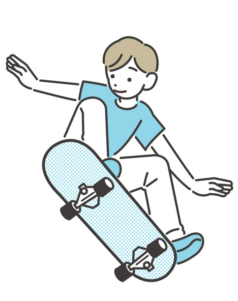矢量插图的一个微笑的孩子玩滑板/玩家/滑板图片下载