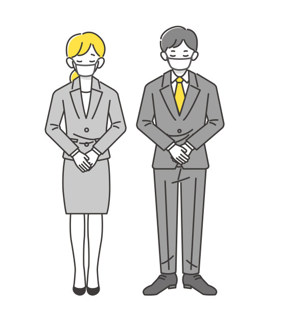 矢量插图材料/面具/商业/道歉/谢谢你的女人在西装鞠躬图片下载