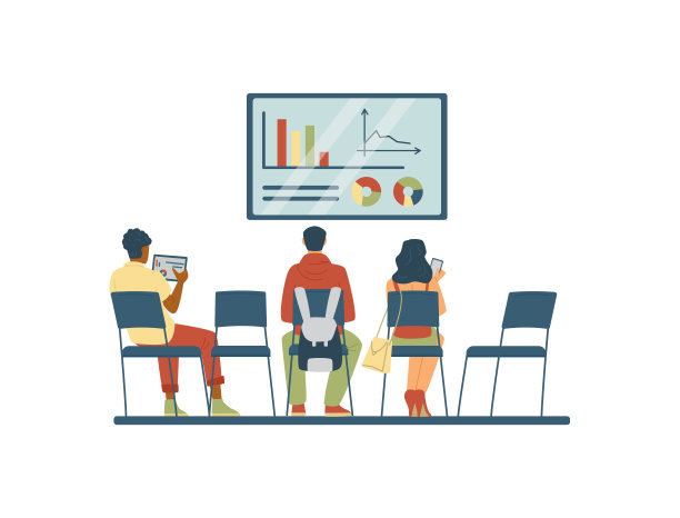 学生的教育课程或研讨会，平面矢量插图孤立。图片下载