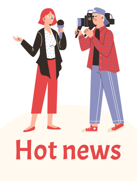 女记者和职业摄影师直播电视热点新闻。图片下载