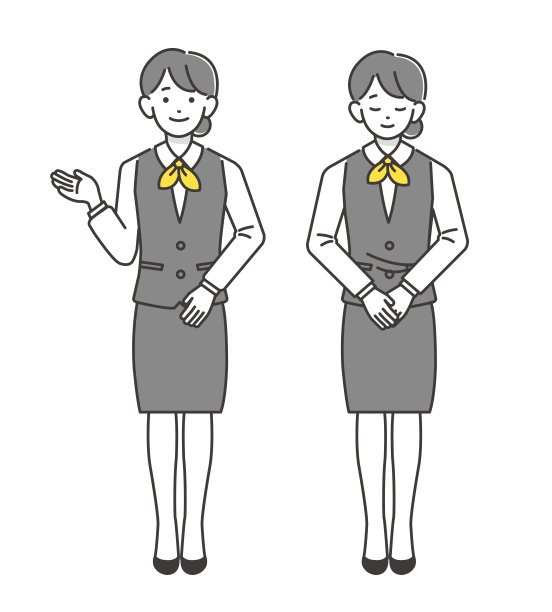 矢量插图素材/商店/百货商店的一位女店员的引导和鞠躬图片下载