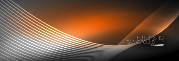 抽象的霓虹灯在黑暗中发出波浪般的光图片下载