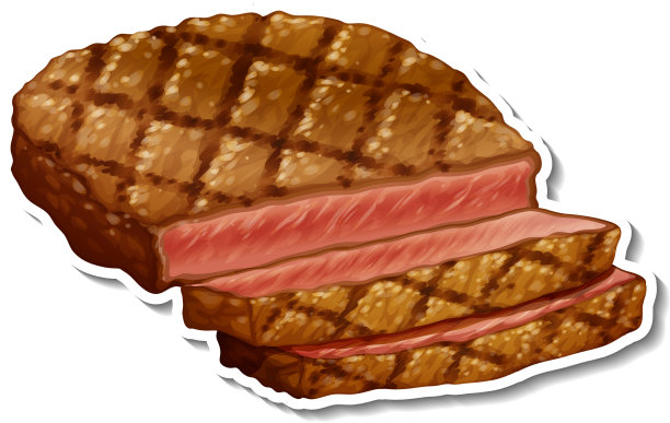 白色背景上的炸牛排贴纸图片下载